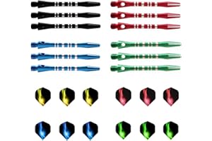 Richstory Dart Flights and Stems, 12 Sets Medium Aluminium Darts Shafts and Plastic Flight Personalized Colourful Target Darts Accessories for Indoor Dart Games