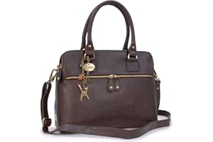 Catwalk Collection Handbags - Vera Pelle - Grande Borsa a Tracolla/Borse a Mano/Spalla/Messenger/Tote/Tracolla Regolabile e Rimovibile - Con Ciondolo a Forma di Gatto - Victoria