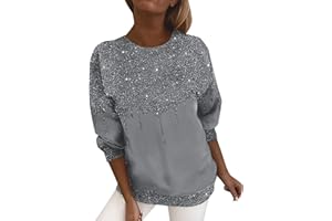 GENERISCH 2025 Pullover Sweatshirt Pailletten-Festival-Top für Damen, lockere Passform, lässige Bluse für Rave-Partys, Clubbing Events – auffälliges Glitzer-T-Shirt
