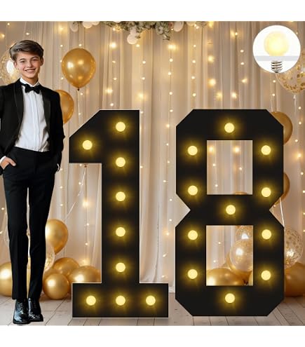 Numero LED Gigante 100 Cm Per Decorazioni Feste – Kit Fai Da Te Con Luci Calde (Scegli Il Numero: 1, 18, 30, 50...)