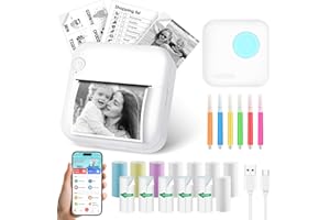 GuKKK Mini Stampante Fotografica,Stampante Termica,Stampante Fotografica Istantanea Portatile,Mini stampa foto dal cellulareTermica Bluetooth con Ricarica USB Stampante,per Note, Diario,Elenco (blu)