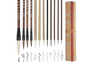 EEEKit Pinceaux de Calligraphie Chinoise, Stylo Calligraphie, Pinceau Kanji Sumi Japonais de Taille Mixte pour éTudiant Débutant, 12 Pièces
