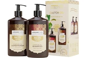 Duo Arganicare (Shampooing accélérateur de croissance + Après shampooing Reconstructeur) à l’huile de ricin Bio 400ml (Set de 2 Produits)