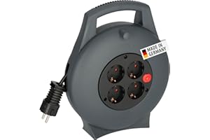 Brennenstuhl Vario Line Kabelbox 4-fach/Mini-Kabeltrommel (Indoor-Kabeltrommel für Haushalt, 10m Kabel, Made in Germany) anthrazit