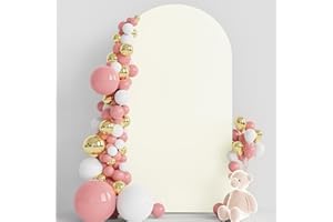 Wokceer 2,5 m Hochzeitsbogen-Abdeckung, Spandex, passgenaue Hochzeitsbogen-Ständer, runde Oberseite, Chiara-Bogen, Hintergrundabdeckung für Geburtstagsparty, Zeremonie, Bankett, Dekoration, Elfenbein