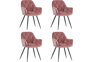 ‎JYMTOM JYMTOM Esszimmerstühle mit dickem Samtstoff gepolsterter Sitz, Metallbeinen, Armlehnen und Rückenlehne Eckstuhl für Lounge Wohnzimmer(rosa,4)