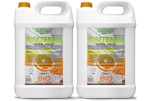 GiDeli Bioetanolo, 2 x 5 l, profumo d'arancia, 96,6% etanolo, per camini interni ed esterni, senza fumo e fuliggine, da mais e barbabietola da zucchero