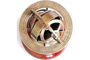 india.nautical.store Sphère armillaire en Laiton Astrolabe sur Base en Bois Maritime Nautique et de Collection
