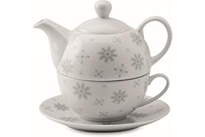 noTrash2003 - Set da tè con teiera e tazza con fiocchi di neve