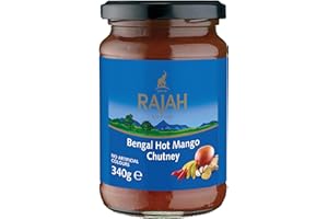 ‎RAJAH Rajah Bengal Mango Chutney – fruchtig, scharf, leicht sauer – Ideal zum Würzen von Fleisch, Fisch, Käse oder als Dip – 1 x 340 g