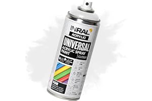 INRAL Sprayfärg – ren vit matt RAL9010 universell sprayfärg 400 ml. Sprayburk för metall, plast, trä och sten – hög täckning
