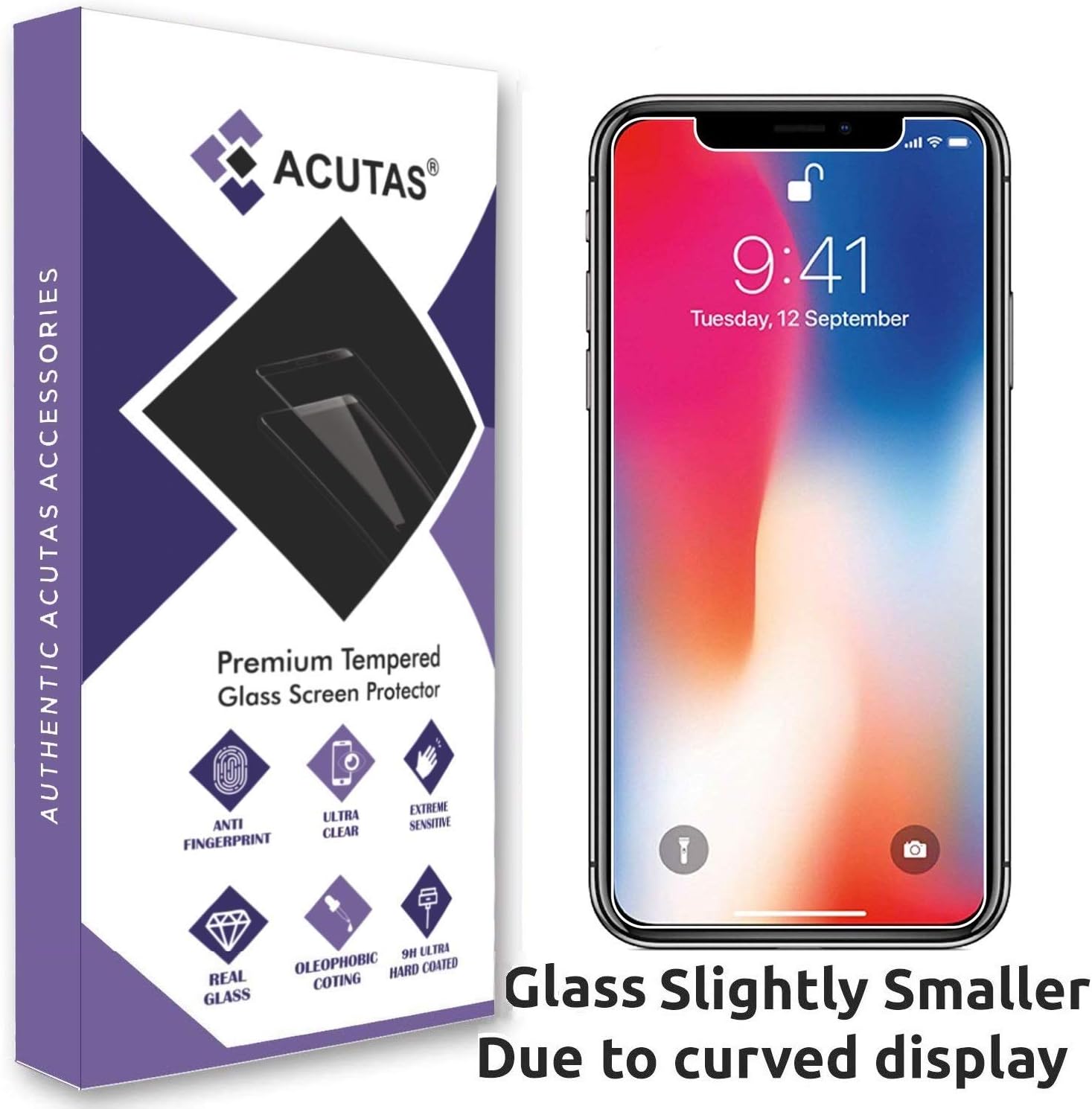 ACUTAS Premium Tempered Glass for iPhone X/XS/11 Pro with Easy Installation kit (Transparent)