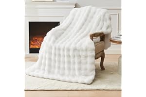 ‎EMME EMME Bubble Decke Sofa Kuscheldecke Kaninchen Plüsch Dicke Decke, Wohndecke Flauschig Sofaüberwurf Couchdecke, Fleecedecke, Flauschige Wohndecke für Couch