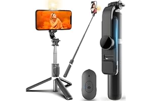 ‎RETOO Retoo Statyw do selfie Bluetooth, rozszerzalny do 104 cm, uchwyt teleskopowy, obracany o 360°, uchwyt na telefon, bezprzewodowy pilot zdalnego sterowania do smartfonów