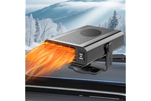 Qidoe Riscaldatore Auto 12V 200W Portatile, Sbrinatore Girevole 360° per Parabrezza - Ventilatore 2-in-1 Caldo/Freddo ad Alimentazione Accendisigari per Auto, Camper e Veicoli