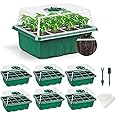 Feizeisun Seed Trays, 6 Pack 72 Cells Propagator Thicken Reusable With Lids for Seedlings, Plant Germination Kit for Greenhouse & Garden, Green