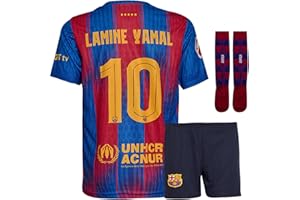 Boriverae - Maglia da calcio per bambini #19 – Barcelona con maglia e pantaloncini | Maglia Barca di alta qualità per ragazzi | ideale per allenamento e tempo libero (4-14 anni)