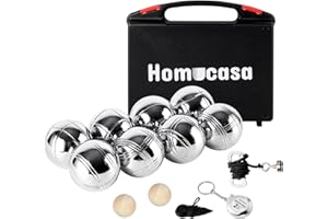 Homucasa Boule Kugeln Set 8 Kegeln Boccia Kugeln Set, Petanque-Kugeln Set Boules/Petanque Set mit PP-Aufbewahrungsbox, 73mm/ 720g pro Kugel, 8er-Set-Serie A, Perfekt für Outdoor- und Freizeitspiele