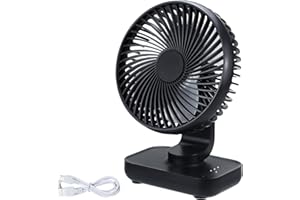 Qingning Mini Ventilatore da Tavolo Portatile da 5'' a 4 Velocità, Ventilatore da Scrivania USB Silenzioso, Potente con Batteria 4000 mAh Ricaricabile per Casa, Ufficio, Campeggio e Viaggi (Nero)