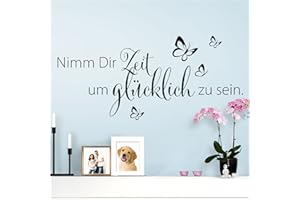 Wandaro Wandtattoo Spruch Nimm Dir Zeit um I schwarz (BxH) 80 x 36 cm I Aufkleber selbstklebend für Wohnzimmer Schlafzimmer Wandaufkleber Zitate Wandsticker W3307