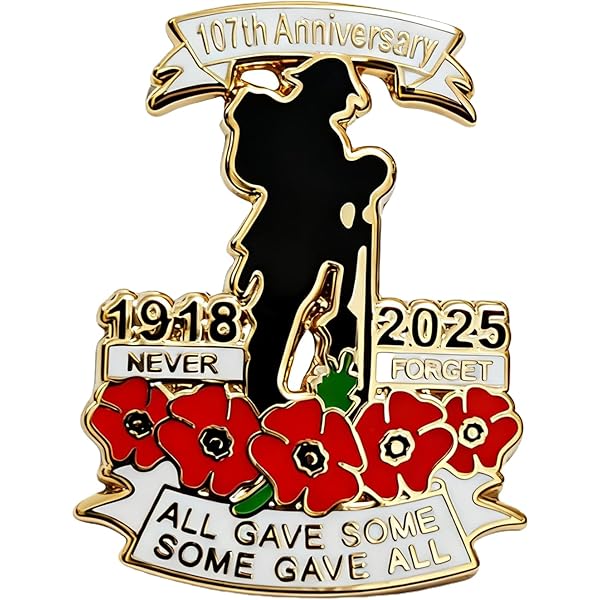 Red Poppie Flower Veteran Pin Badge Lapel Metal Enamel Lest We - Foto 4