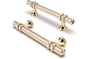 FURNIWARE Pack of 10 Cabinet Handles, Knurled Cabinet Pulls Hardware Drawer Pulls, Kitchen Cabinet Door Handles Pull, 96mm(3.8 Inch) Hole Center Gold + Oxidized Bright Gold