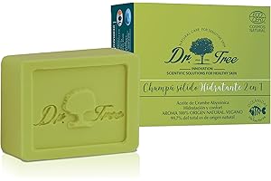 Dr. Tree Champú Sólido 2 en 1 Hidratante, Champú + Acondicionador, Acondiciona e hidrata en profundidad, Sin Sulfatos SLE, SLS, Sin parabenos, Sin siliconas, Todo tipo de Cabellos, ECOCERT