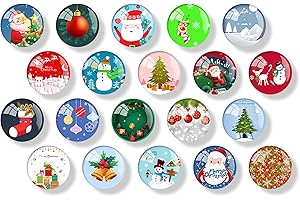 ‎TIVUNORON TIVUNORON 20Pcs Runder Weihnachtsmagnete, 3D-Glas Weihnachts Karikatur Magnete, Glas Kühlschrank Magnet Weihnachten, 3CM, Mehrfarbig, für Büroschränke, Whiteboards und Weihnachts-Party-Dekoration
