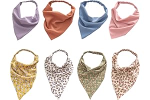 ATBUSS Lot de 8 bandanas triangulaires pour femme, bandeaux élastiques, bandeaux bohème, simples accessoires de cheveux pour filles