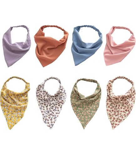 LUYANFX Bandana Donna Fasce Triangolari Foulard per Capelli Donna Triangolare Pizzo Bambina Fascia Estiva Copricapo Fascia Foulard Bandane Boho per Capelli Lunghi, Corti, Lisci e Ricci (Bianco, M