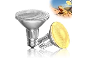 TobeBright 50W Reptile Heat Lamp Bulb,E27 Dimmable Basking Bulb,PAR20 Heat Bulb for Reptiles,2700K Warm White Tortoise Heat Bulb for Lizards Snakes Bearded Dragon Aquarium-2Pack
