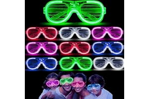 VESMIGA Neon Party Glasses - LED Light up Glasses Neon Rave Party Favor Supplies Glow in the Dark Glasses for Carnival Festival Birthday Christmas 2025 New Years Eve