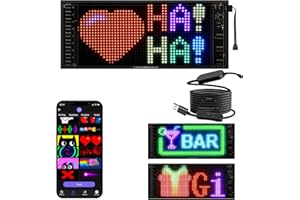 JDVOOTD Doppelreihig Scrollen Led Anzeigetafel| 27 X 12cm | Programmierbar LED Laufschrift Dislplay mit Bluetooth-App | Led Laufschrift USB 5V/2A | Vielseitig für Shop, Werbung & Party-Deko