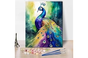 TISHIRON DIY Paint by Numbers for Adults Beginner Peacock Oil Hand Painting with Brushes Animals Adult Paint by Number Kits Acrylic Art Crafts for Home 16"x20"(Frameless)