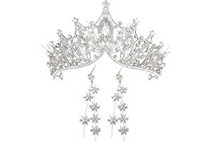 Moonight Wedding Crown for Bride Rhinestone Princess Tiara for Women Prom Queen Crown Pageant-Bridal Wedding Crown Handmade Hair Accessories Rose Gold Crown (Golden Crown Earring Necklace 3pcs)