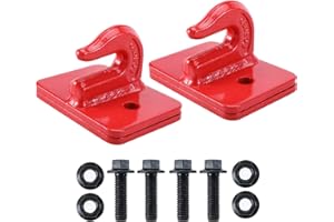 Geeyae 2 Pack 5/16" Tractor Bucket Grab Hook, Bolt-On Grab Hook Tow Hook Mount with Backer Plate for Tractor Bucket, RV, UTV, Truck, Grade 70 Forged Steel (Red)