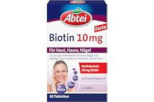 ‎ABTEI Abtei Biotin 10mg Forte - hochdosiertes Biotin - für schöne Haut, Haare und Nägel - zur Vorbeugung von Biotinmangel - laborgeprüft - 30 Tabletten