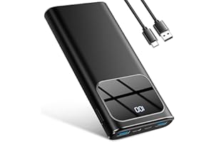 Rolosar Power Bank, 10000mAh PowerBank Ricarica Rapida con Ingresso e Uscita USB-C Batteria Esterna, Caricatore Portatile Display LED per iPhone 15/14/13/12/Pro/Pro Max