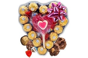 Cœur de Chocolats avec Chocolats Lindt, Kinder Joy, barres Nutella et Kinder Shochobons. Cadeau de luxe pour les anniversaires. [IAMI]