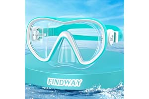 Findway Maska do nurkowania dla dzieci, gogle pływackie z osłoną nosa dla dzieci w wieku 4-16 lat, panoramiczny widok 180°HD, wodoodporne i przeciwmgielne maski do nurkowania