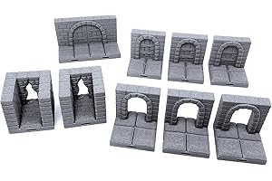 EnderToys Bloccaggio Dungeon Tiles – Porte & Ingressi, Terreno Scenario Tavolo 28mm Miniature Gioco di Ruolo, Stampato 3D Verniciabile