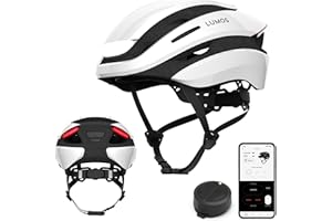 Lumos Ultra Smart Helmet | Casco da bicicletta | Luci LED anteriori e posteriori | Indicatori di direzione | Luci dei freni | Bluetooth collegato | Adulti (MIPS, Bianco, M-L)