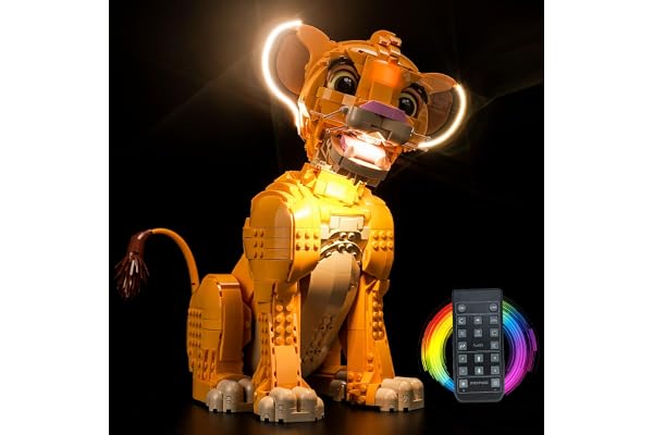 Kit d'éclairage télécommandé pour Lego Young Simba Le Roi Lion (pas Lego), ensemble d'éclairage LED pour Lego 43247 Disney Simba le Jeune Roi Lion Cadeau créatif