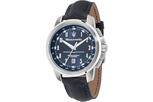 Maserati Montre pour Homme, Collection Successo, Mouvement à Quartz, à Trois Aiguilles avec Date, en Acier et Cuir - R8851121003