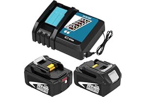 TOPBATT 2pcs BL1860 5,5Ah batteria di ricambio per Makita batteria 18V con caricabatterie per Makita caricabatterie 18V DC18RCT Caricabatterie compatibile 14.4V-18V BL1860 BL1850B