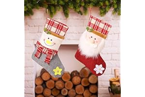 Kendwing Calcetines Chimenea Navidad,2 Calcetín Navidad,Chimenea Decorativa Navidad,Calcetines de Navidad para Colgar,Calcetin Navidad Personalizado con Papá,Muñeco de Nieve Bolsa de Regalo Colgante