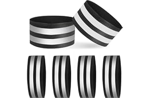 AOROPS Doppel Reflektorbänder, 6 Stück Reflektorbänder mit Klett Reflektierende Sicherheits Armband, Reflektoren Armband Reflektorbänder Schwarz für Outdoor Jogging Radfahren.