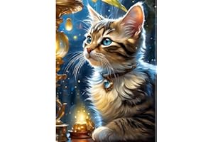 DPHERO DIY Cat Diamond Painting Kits for Adults,5D Kitten Diamond Art Kits for Beginners,Round Full Drill Animal Diamond Painting Art,DIY Painting by Numbers Cat Diamond Art Painting 12x16 inch