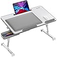 Besign LT06 Pro Adjustable Latop Table [Large Size], Portable Standing Bed Desk, Foldable Sofa Breakfast Tray, Notebook Computer Stand for Reading and Writing (White)