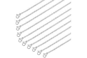 Sorcristy 10 Stück Kette Halskette 45cm Edelstahlkette Silber Kette Ohne Anhänger mit Hummerverschlüssen Edelstahl Halskette Damen Ketten Selber Machen Set für DIY Schmuck
